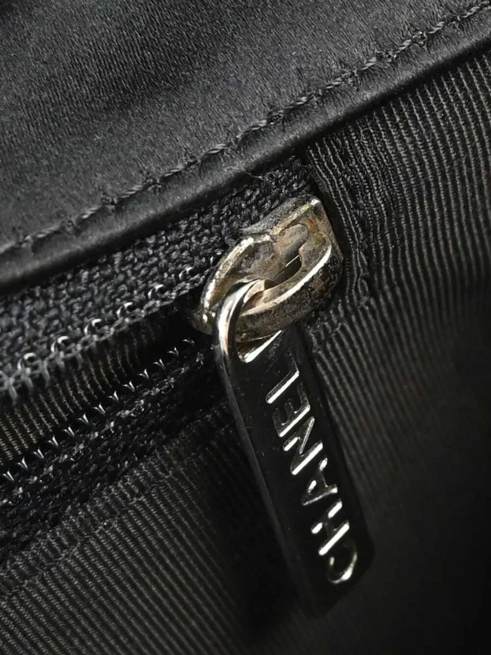 Chanel Blue Black Satin Choco Bar Handbag 197601